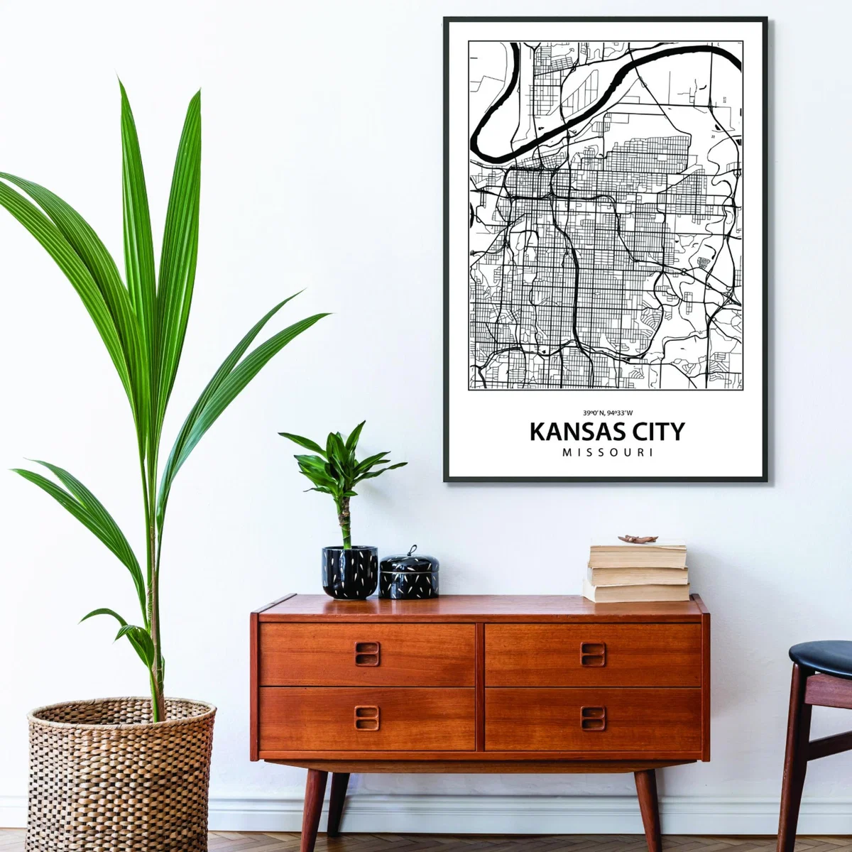 Black Map Of Kansas City A1 594 X 841Mm Stanley Print House – image 3
