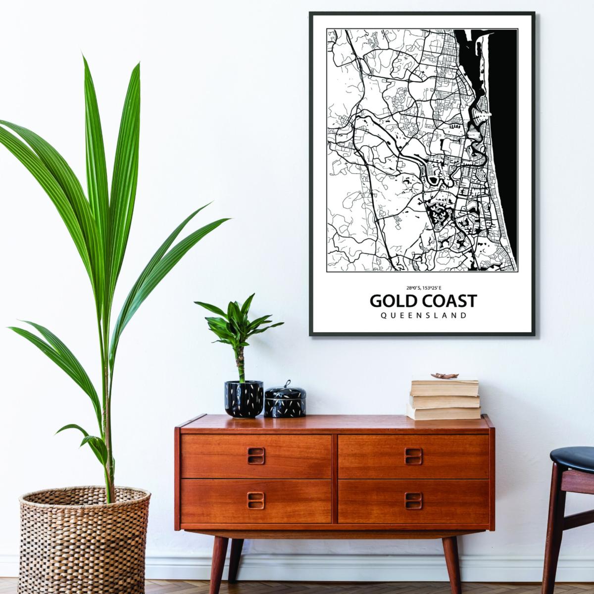 Black Map Of Gold Coast A4 210 X 297Mm Stanley Print House – image 3