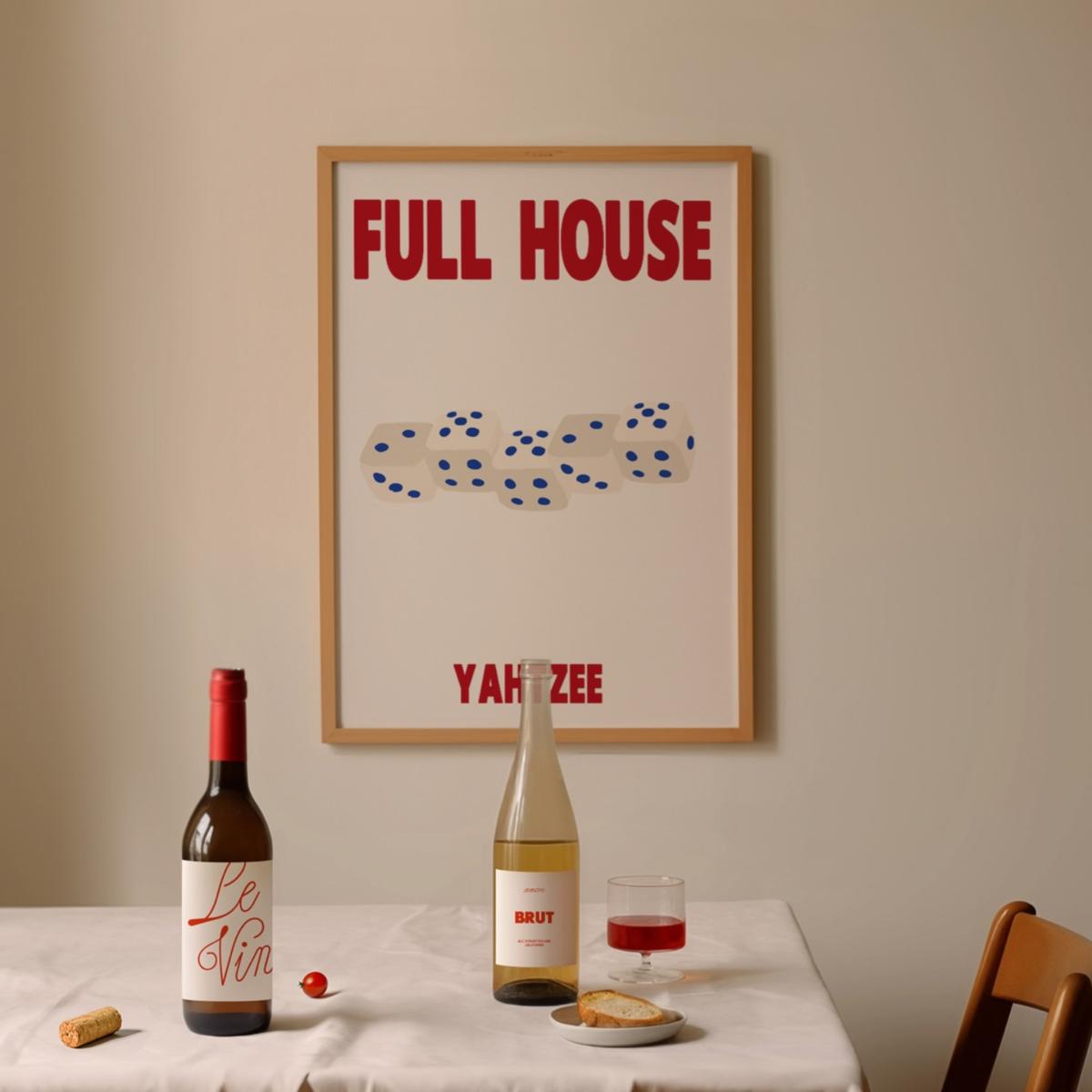 Blue / Red Full House Yahtzee Dice Retro Game Giclée Art Print A3 | A3 | 297 X 420Mm | Fanclub – image 4
