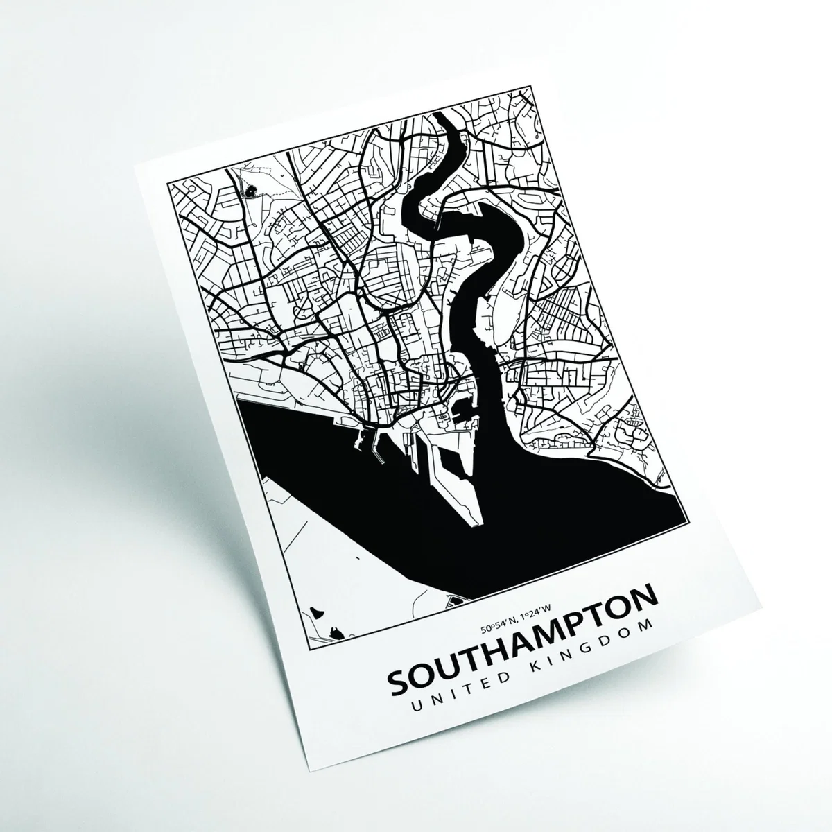 Black Map Of Southampton United Kingdom Large Stanley Print House – image 2