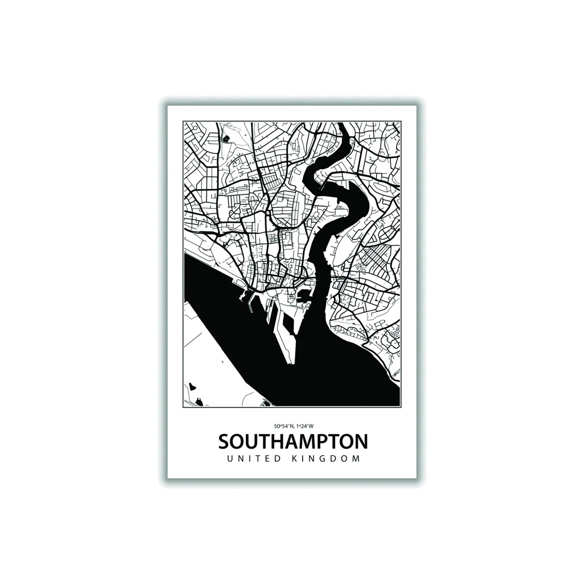 Black Map Of Southampton United Kingdom Large Stanley Print House – image 1