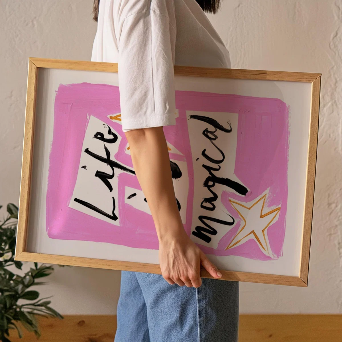 Pink / Purple Life Is Magical Hand Painted Art Print - A2 | Natalie Cass Art – image 2