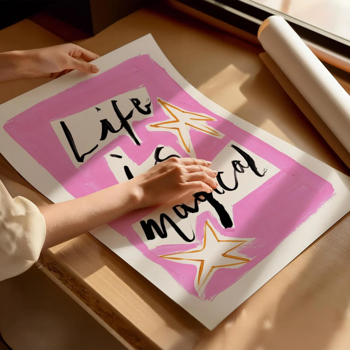 Pink / Purple Life Is Magical Hand Painted Art Print - A2 | Natalie Cass Art – image 3