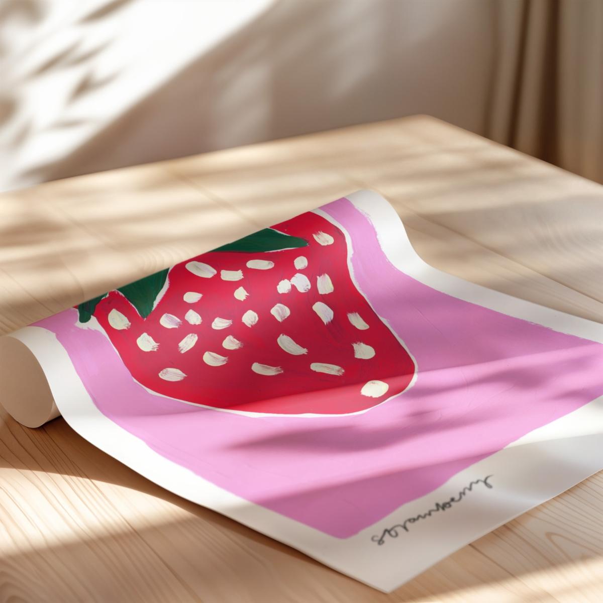 Pink / Purple / Red Strawberry Hand Painted Art Print - A3 | Natalie Cass Art – image 5