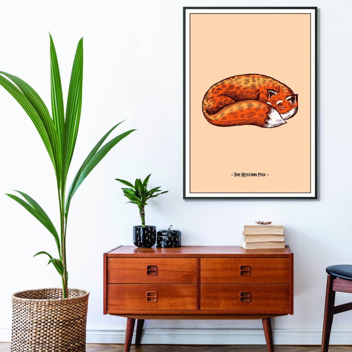 Yellow / Orange The Resting Fox A1 594 X 841Mm Stanley Print House – image 3