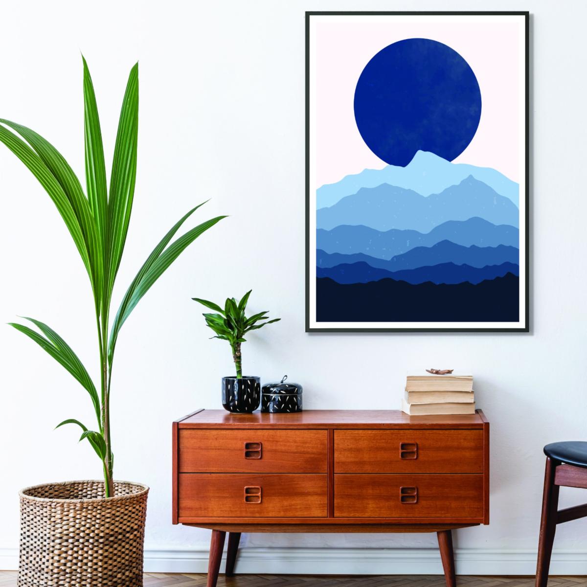 Blue Abstract Moonrise A3 297 X 420Mm Stanley Print House – image 3