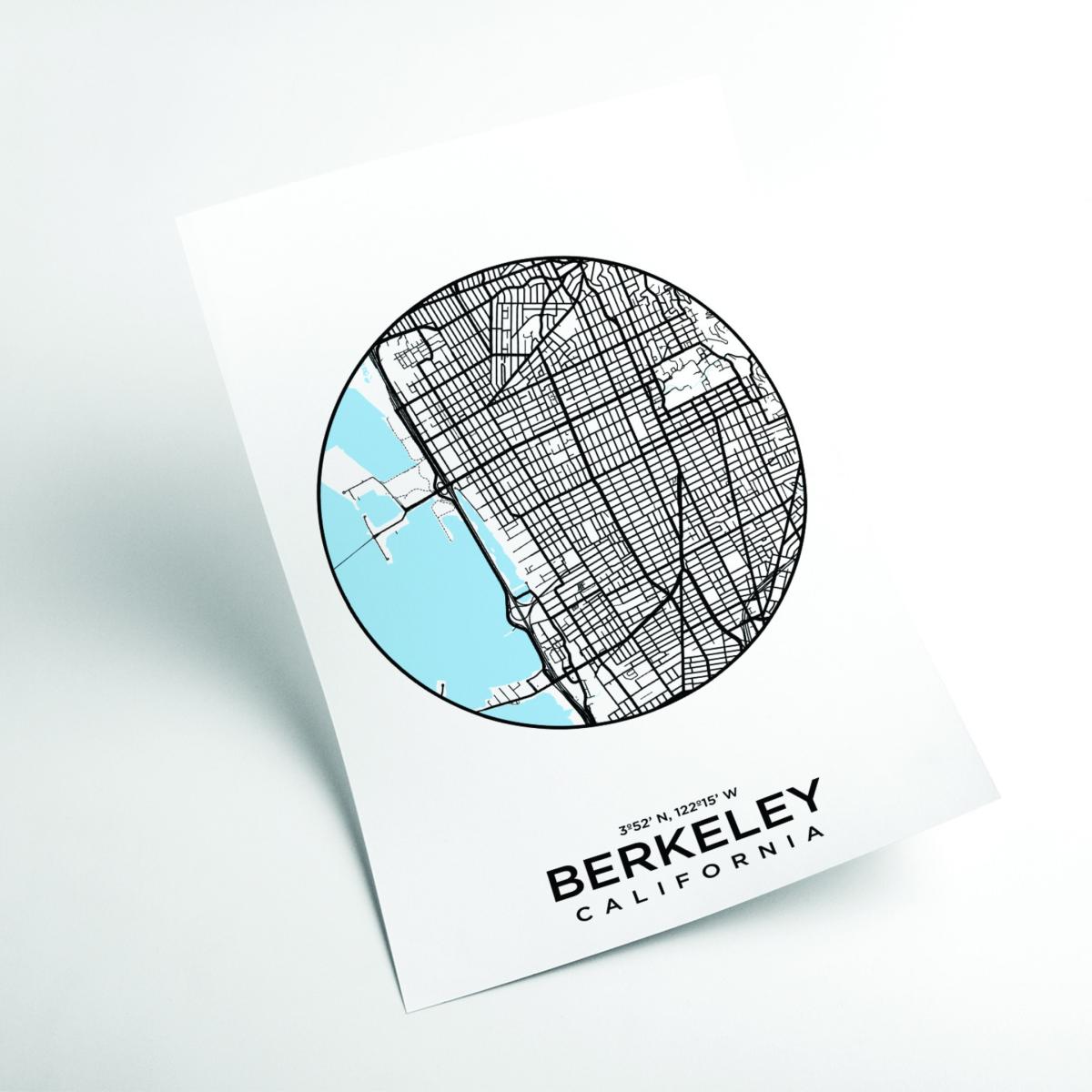 Blue Map Of Berkeley A3 297 X 420Mm Stanley Print House – image 2