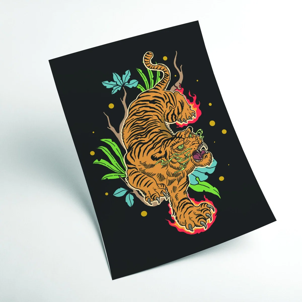 Yellow / Orange Classic Tiger Tattoo A2 420 X 594Mm Stanley Print House – image 2