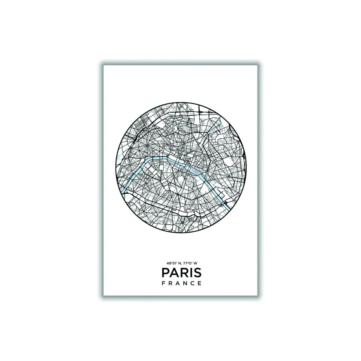Black Map Of Paris Small Stanley Print House – image 1
