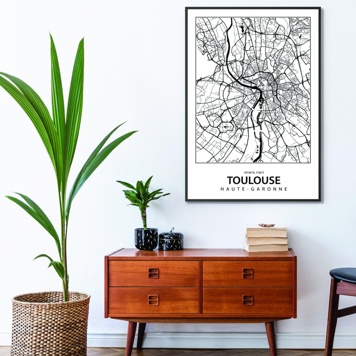 Black Map Of Toulouse A2 420 X 594Mm Stanley Print House – image 3