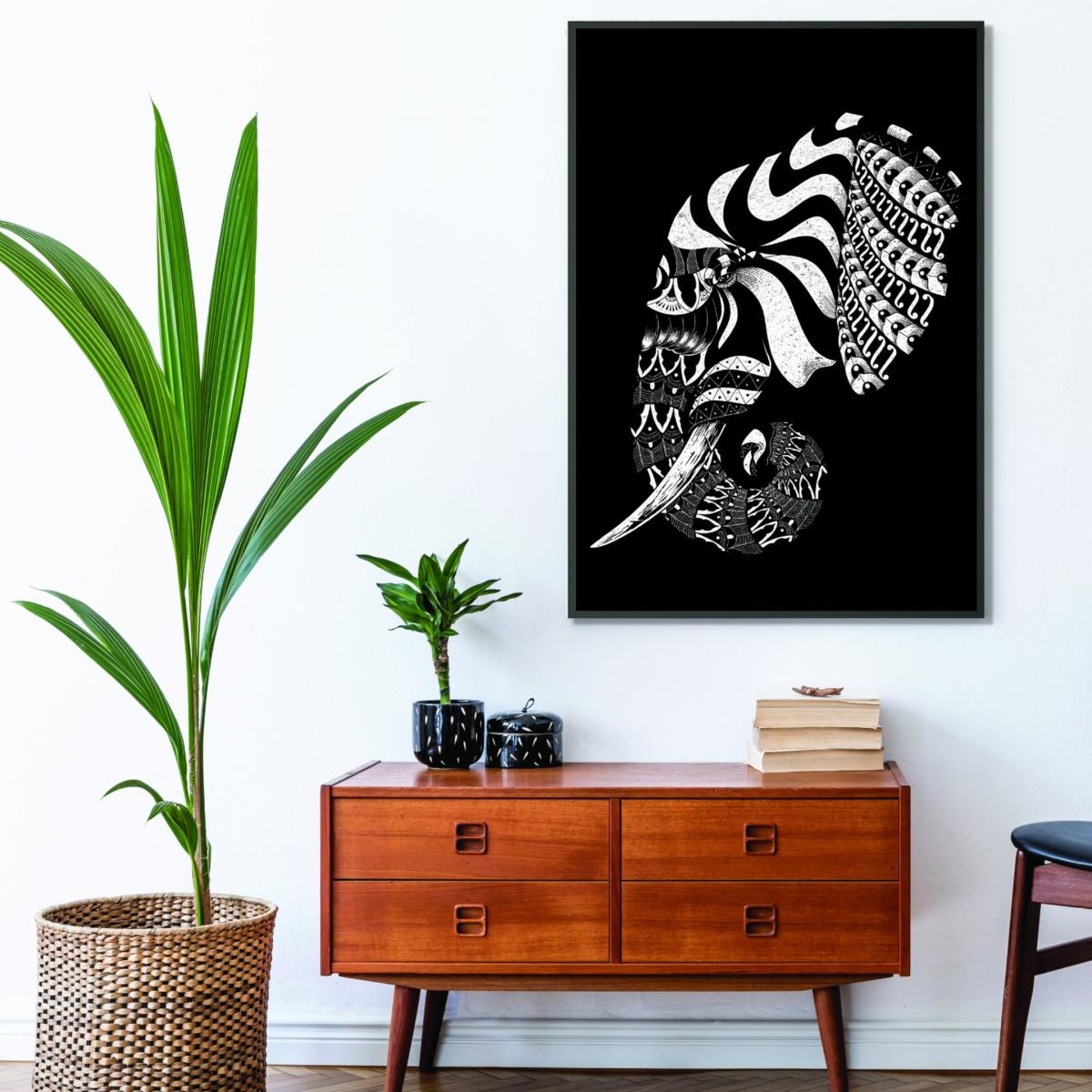 White Ornate Elephant Ii A4 210 X 297Mm Stanley Print House – image 3