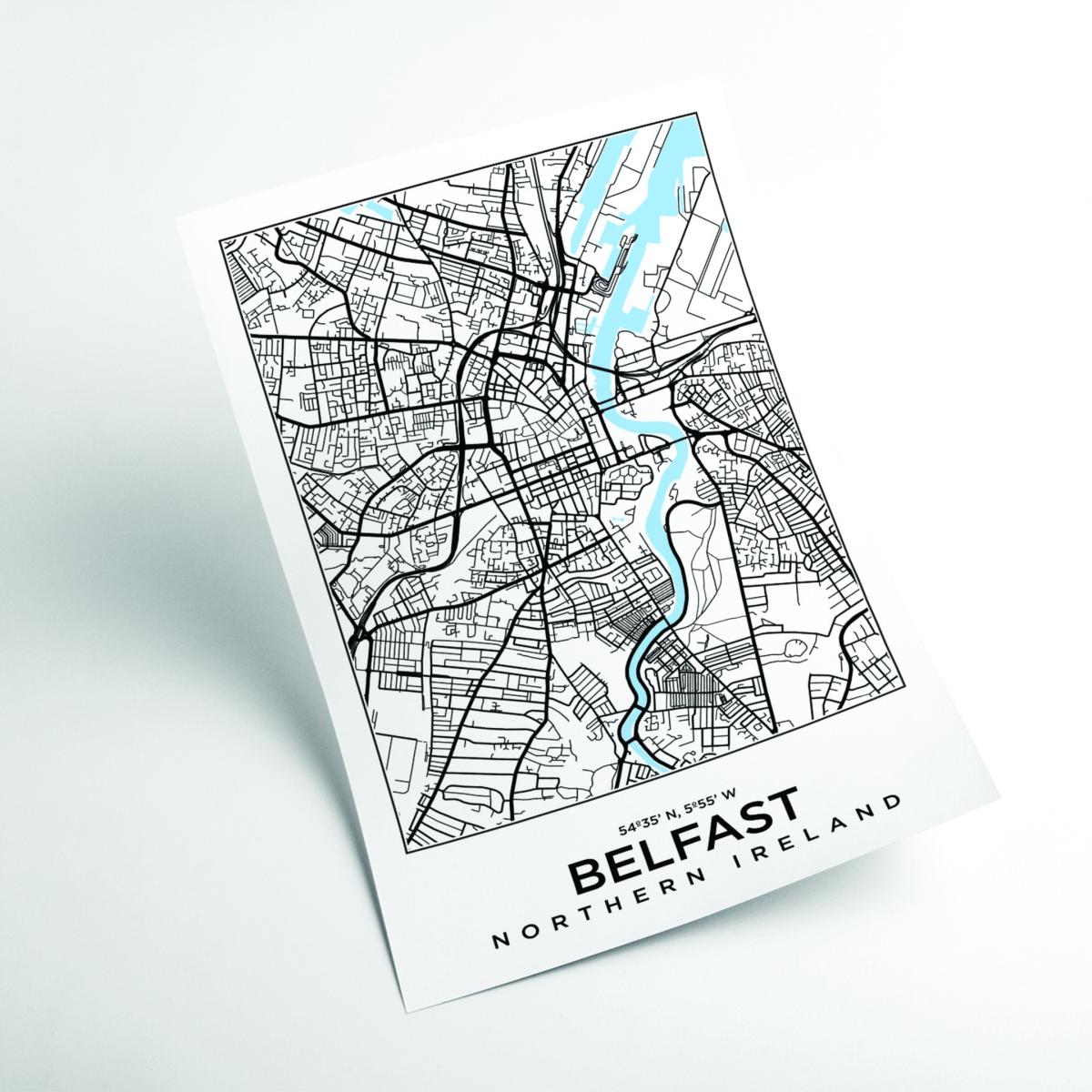 Black Map Of Belfast Northern Ireland Extra Small Stanley Print House – image 2