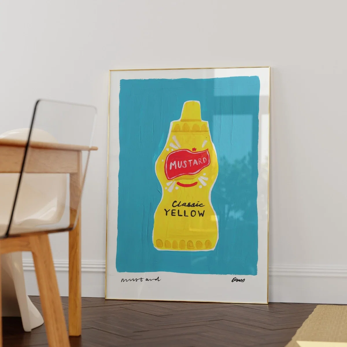 Blue Mustard Hand Painted Art Print - A3 | Natalie Cass Art – image 2