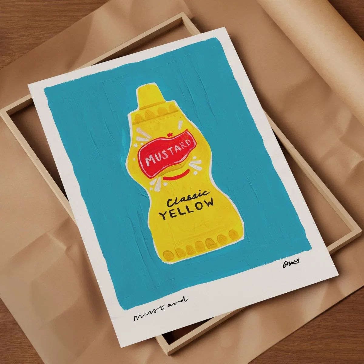 Blue Mustard Hand Painted Art Print - A3 | Natalie Cass Art – image 4