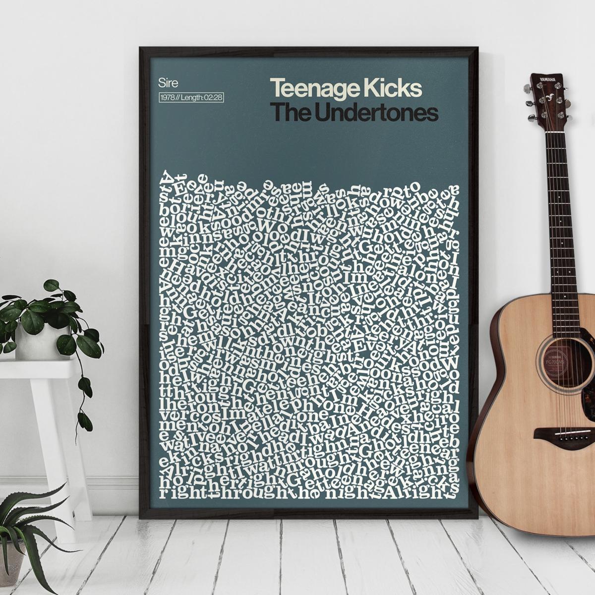 Teenage Kicks - The Undertones - Song Lyric Print A3 297 X 420Mm Reign & Hail – image 3