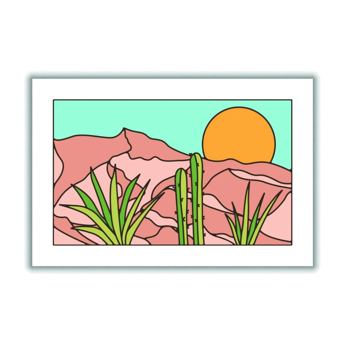 Yellow / Orange Minimal Desert Sunset Landscape A1 594 X 841Mm Stanley Print House – image 1