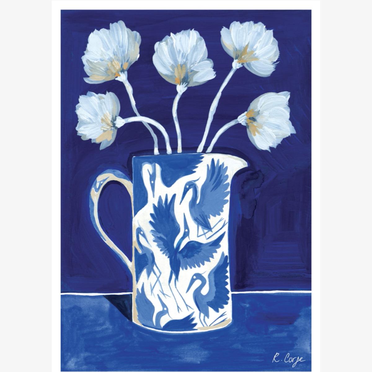 A3 Herons On Jug 01 Print - Blue One Size Rosanna Corfe – image 1