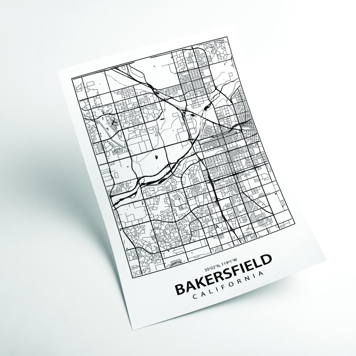 Black Map Of Bakersfield Extra Small Stanley Print House – image 2
