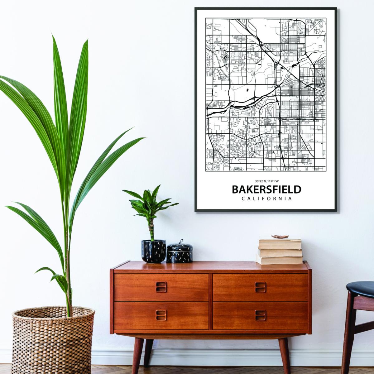 Black Map Of Bakersfield Extra Small Stanley Print House – image 3