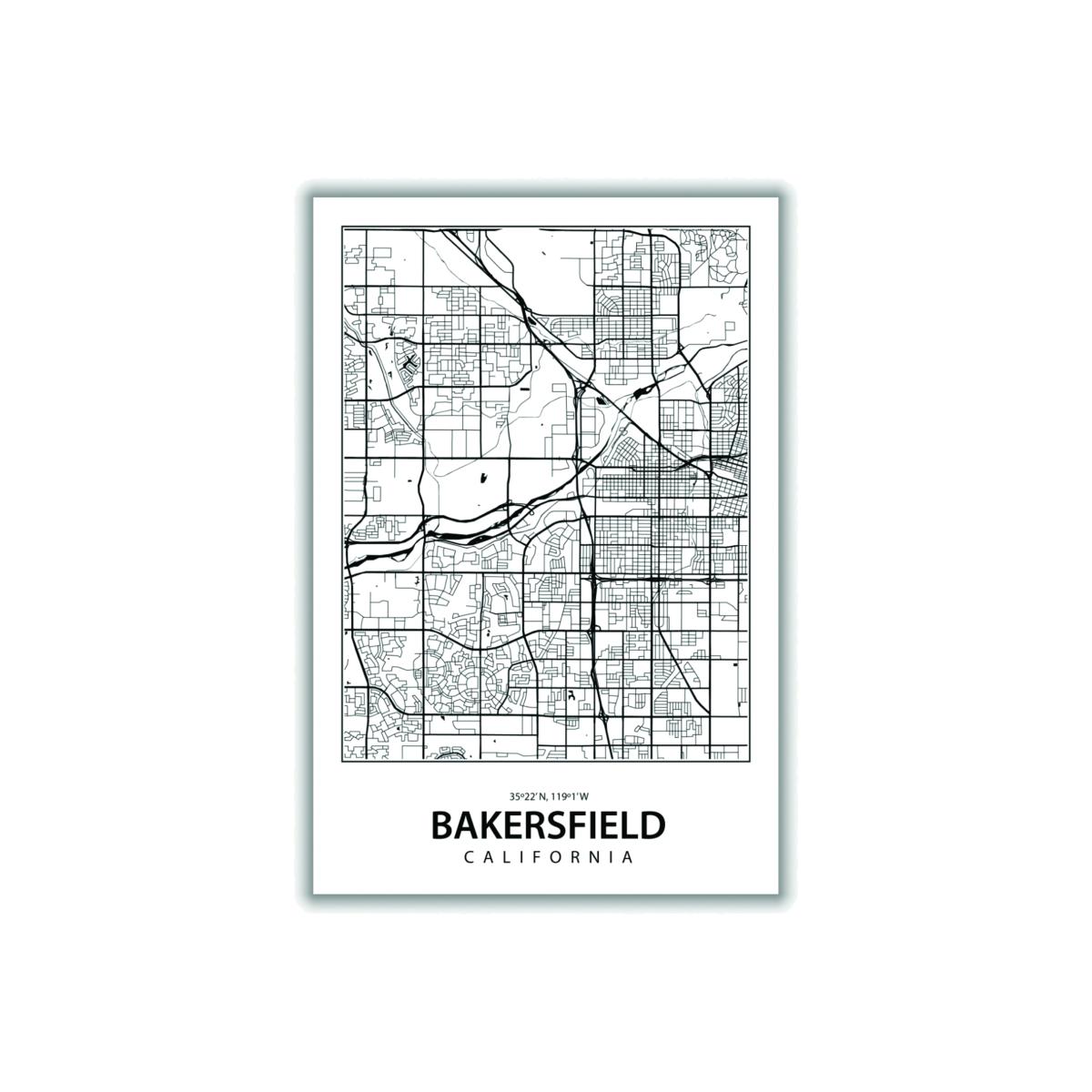 Black Map Of Bakersfield Extra Small Stanley Print House – image 1