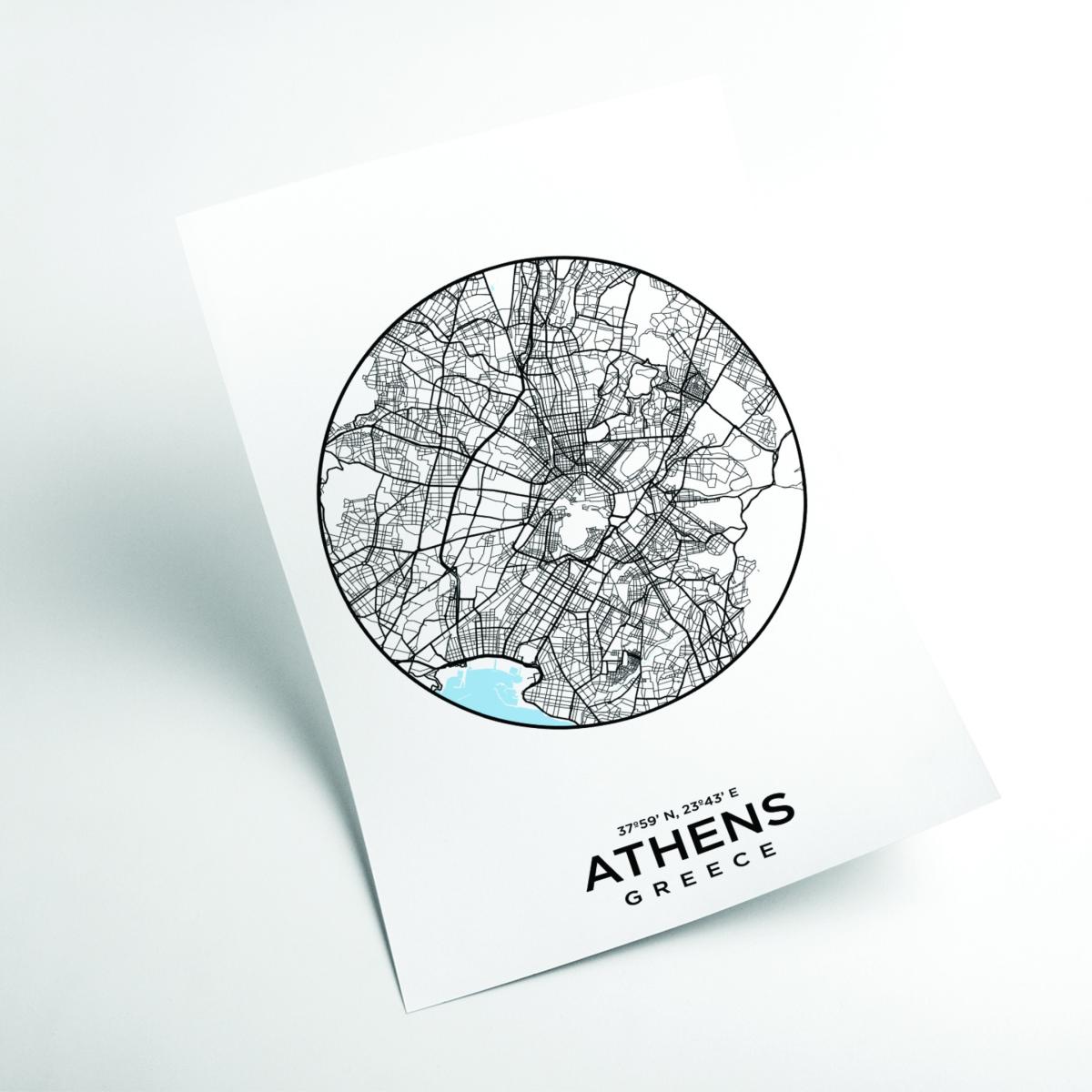 Blue Map Of Athens A1 594 X 841Mm Stanley Print House – image 2
