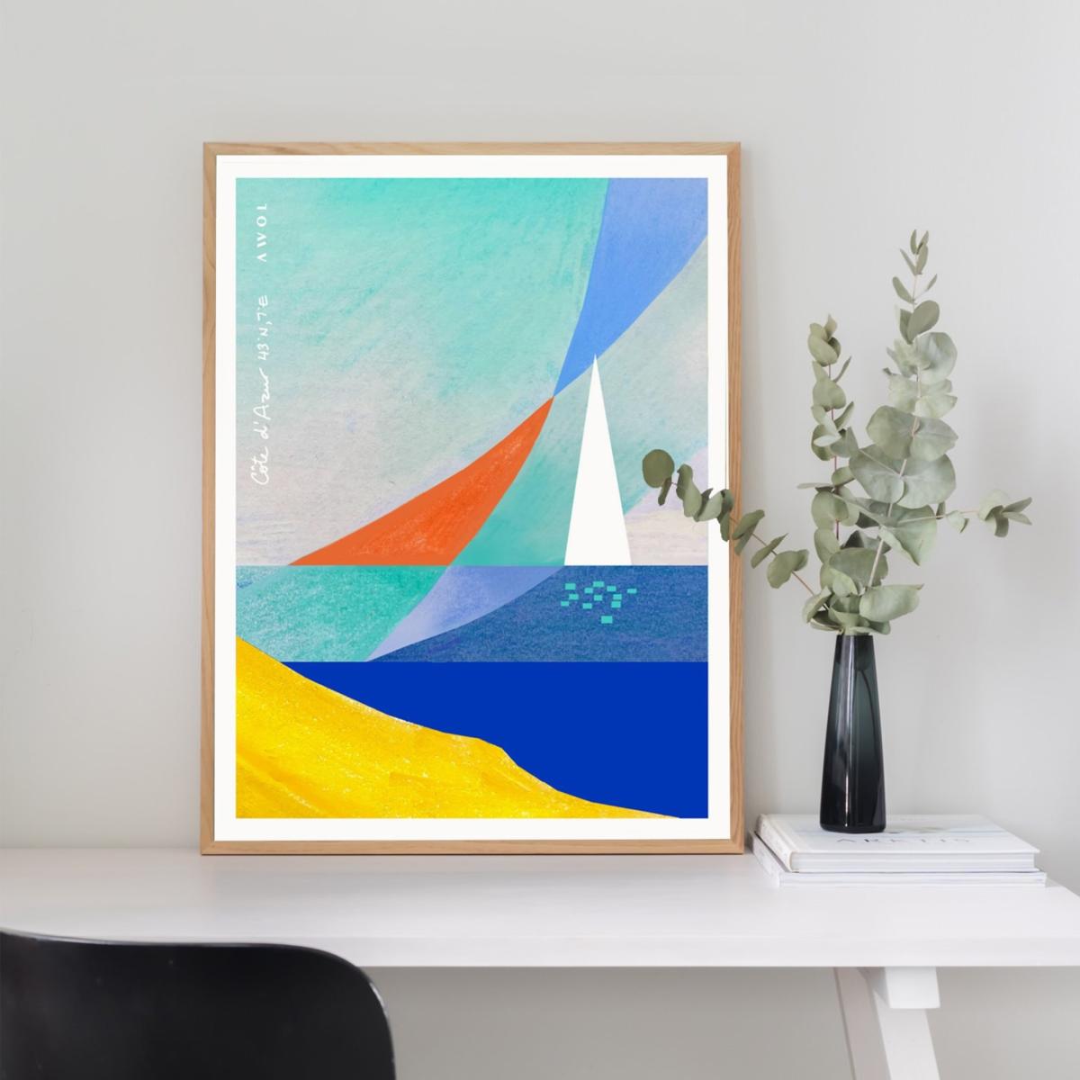 Cote D'azur Sailing Art Print: French Riviera Collection B Awol – image 2