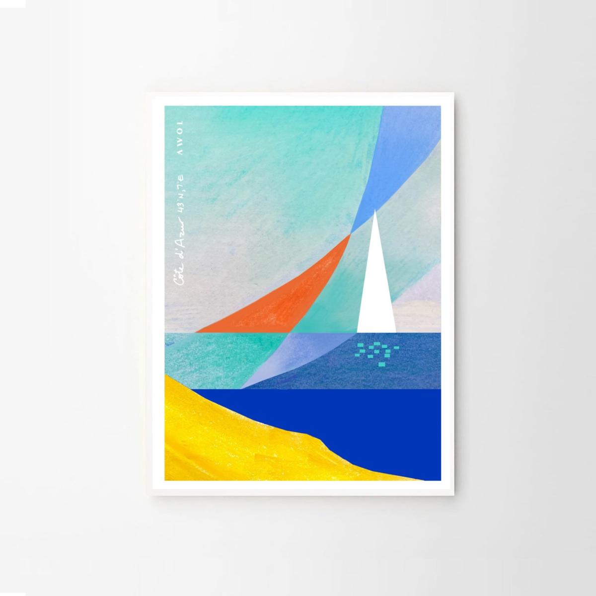 Cote D'azur Sailing Art Print: French Riviera Collection B Awol – image 3