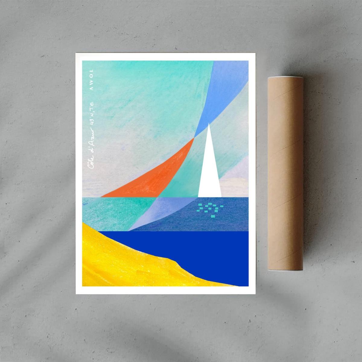 Cote D'azur Sailing Art Print: French Riviera Collection B Awol – image 5