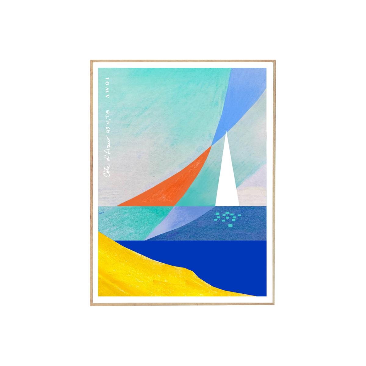 Cote D'azur Sailing Art Print: French Riviera Collection B Awol – image 1