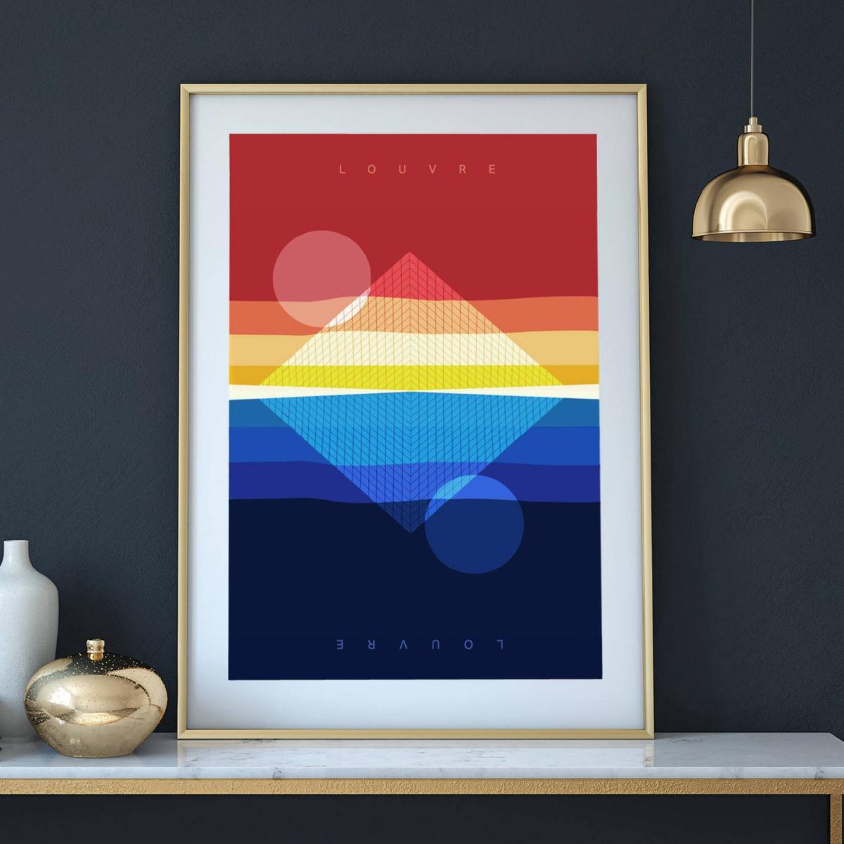 The Louvre Sunset Illustrated Art Print Of Paris A3 297 X 420Mm Eye for London Prints – image 3