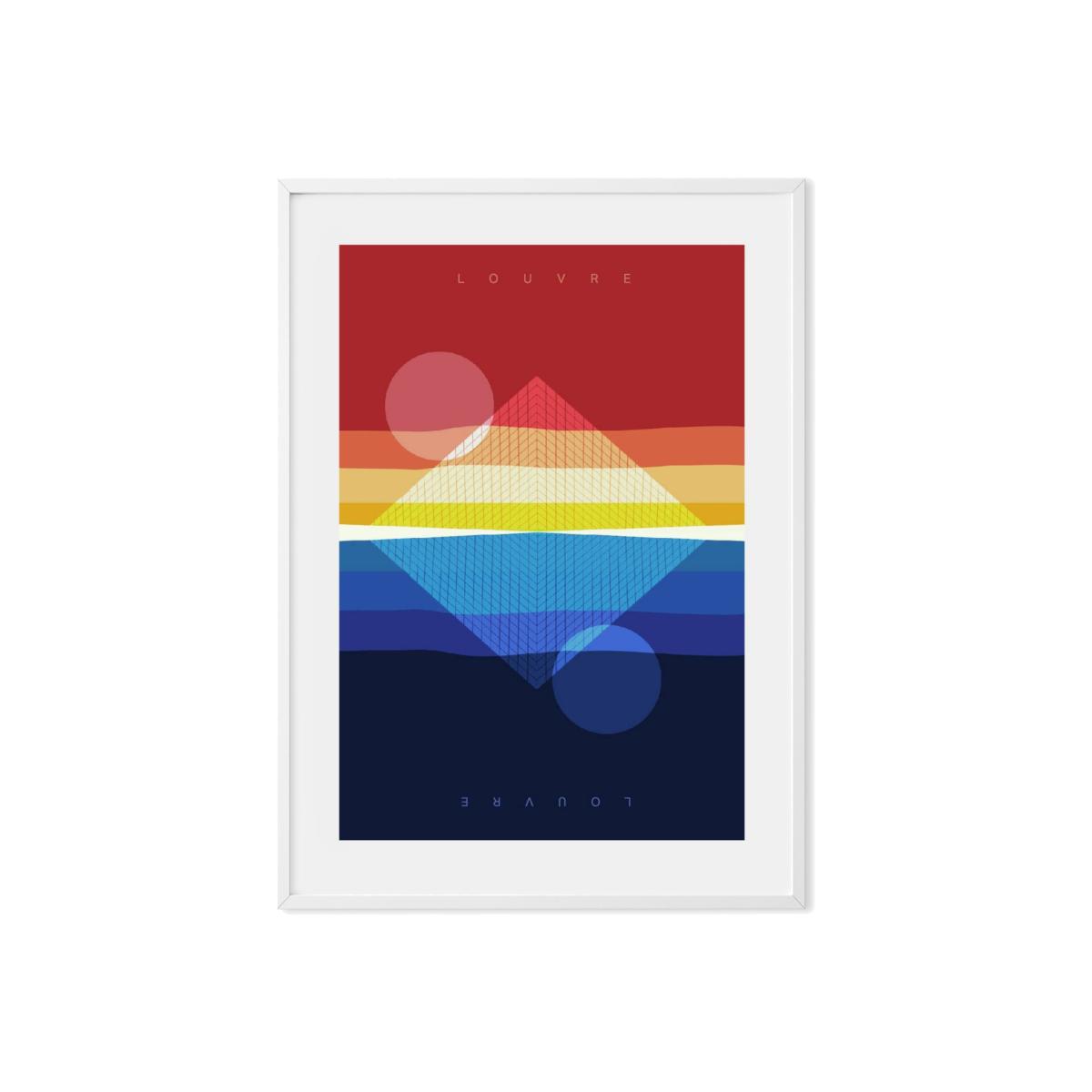 The Louvre Sunset Illustrated Art Print Of Paris A3 297 X 420Mm Eye for London Prints – image 1