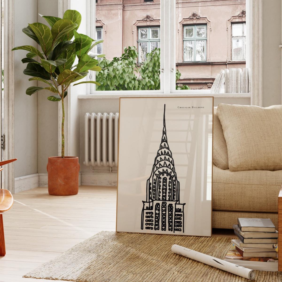 Black / White Chrysler Building Art Print - A2 | A2 | 420 X 594Mm | Natalie Cass Art – image 4