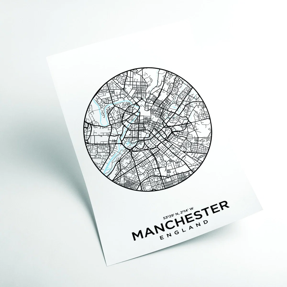 Black Map Of Manchester A2 420 X 594Mm Stanley Print House – image 2