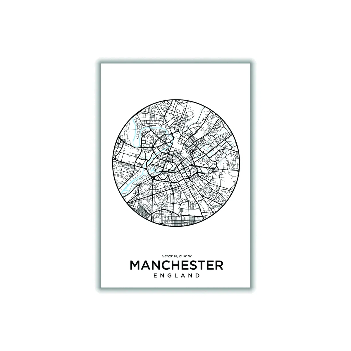 Black Map Of Manchester A2 420 X 594Mm Stanley Print House – image 1