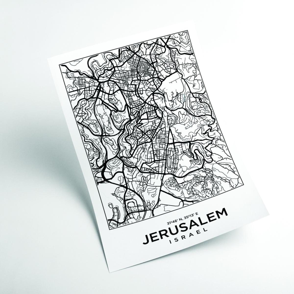 Black Map Of Jerusalem Isreal Large Stanley Print House – image 2