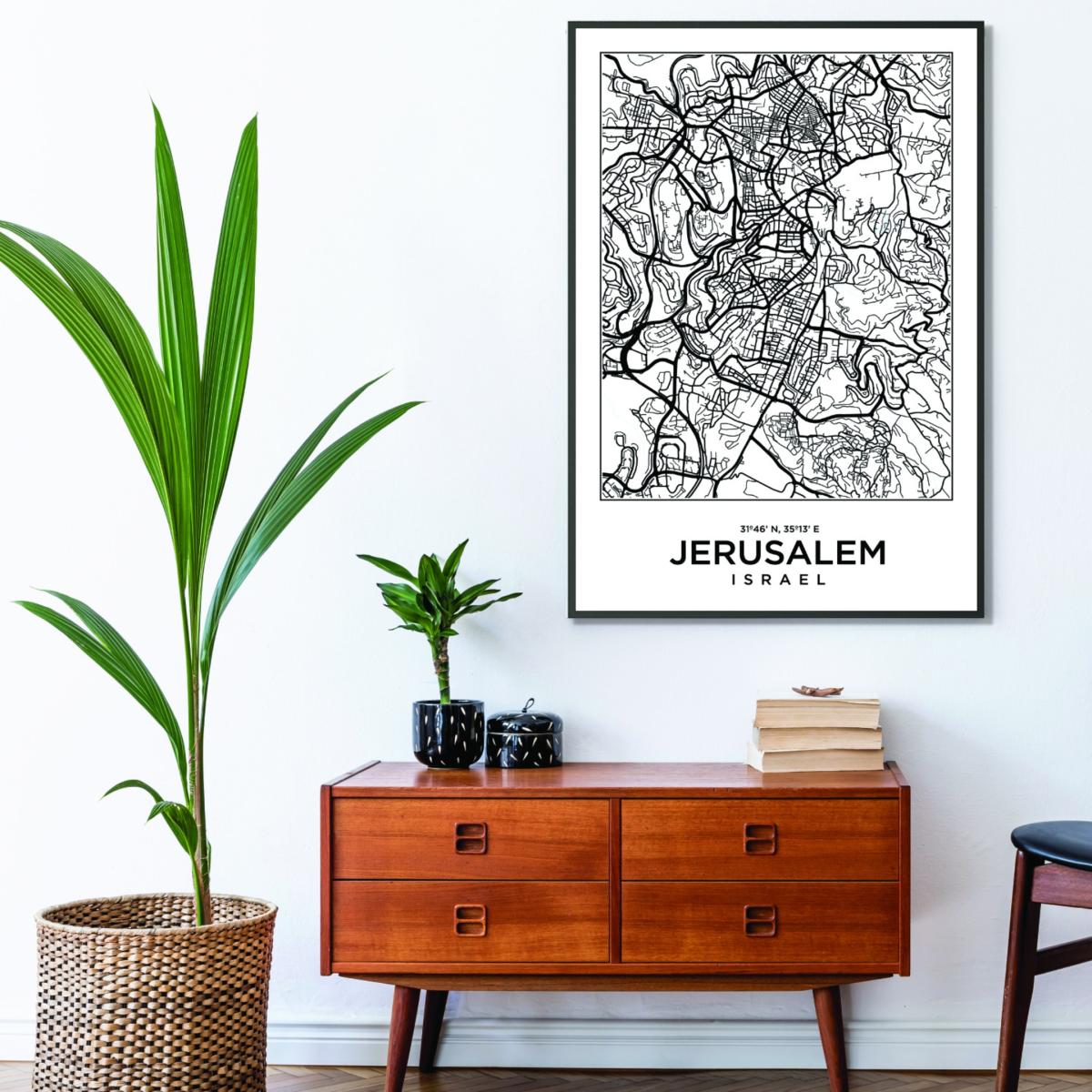 Black Map Of Jerusalem Isreal Large Stanley Print House – image 3