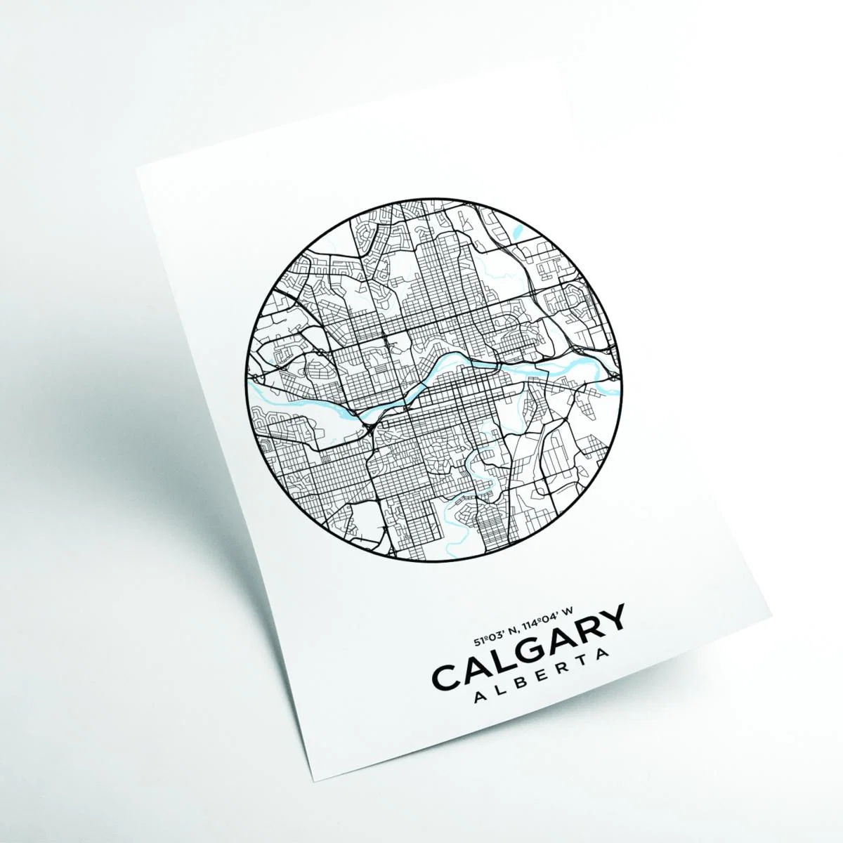 Black Map Of Calgary A4 210 X 297Mm Stanley Print House – image 2