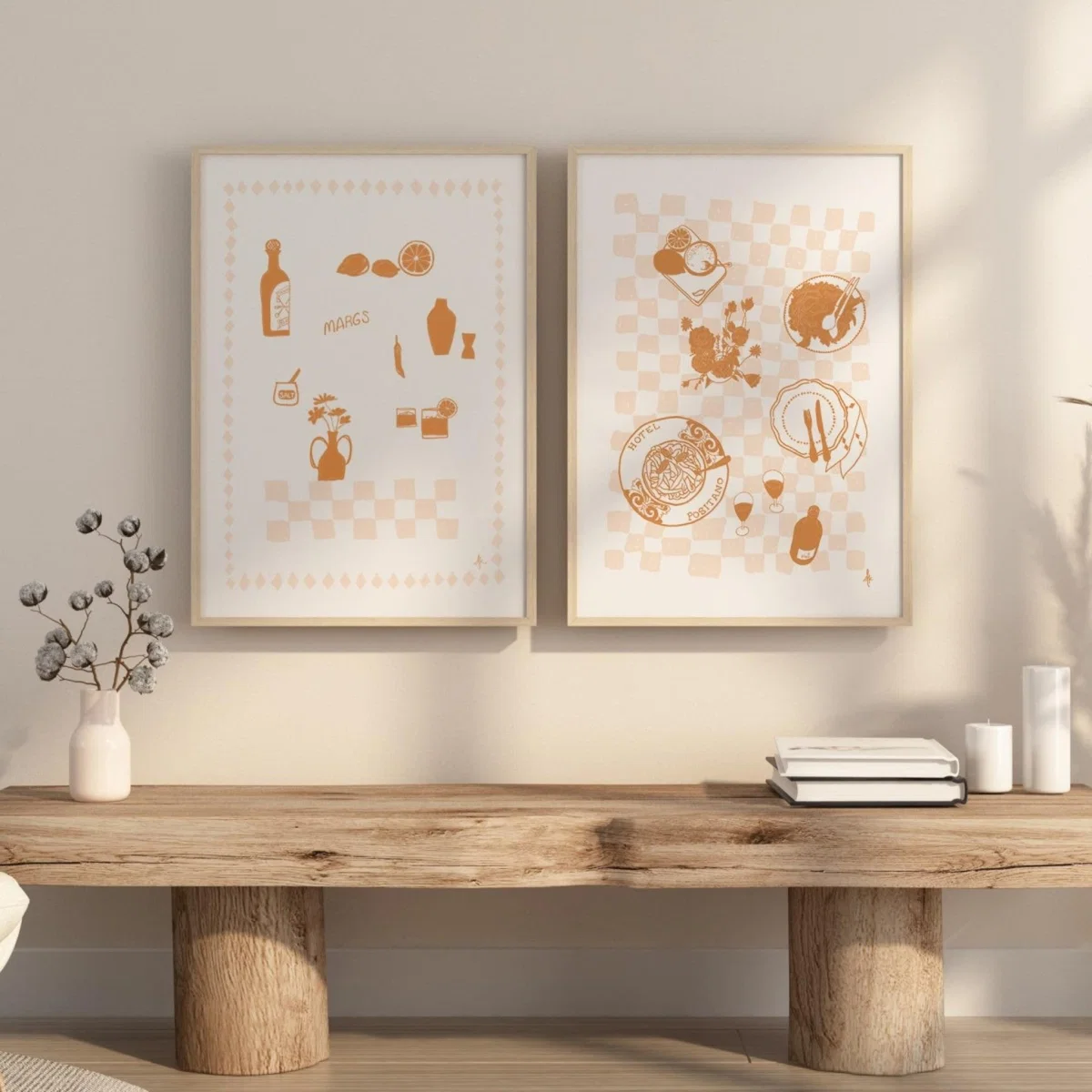 Neutrals Camellia Pickle Margs Art Print Tan And Pink A4 210 X 297Mm – image 2