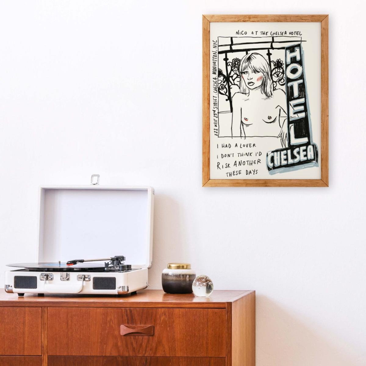 Nico At The Chelsea Hotel Illustrated Retro Art Print A2 420 X 594Mm Fanclub – image 3