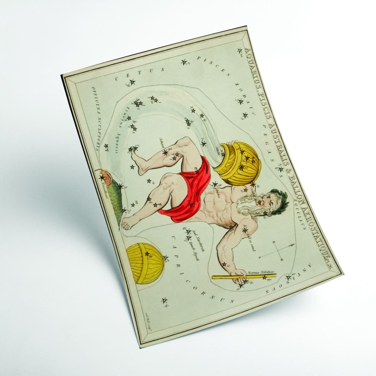Yellow / Orange Astronomical Chart Illustration Of The Zodiacs Aquaris Piscis Australis Extra Large Stanley Print House – image 2