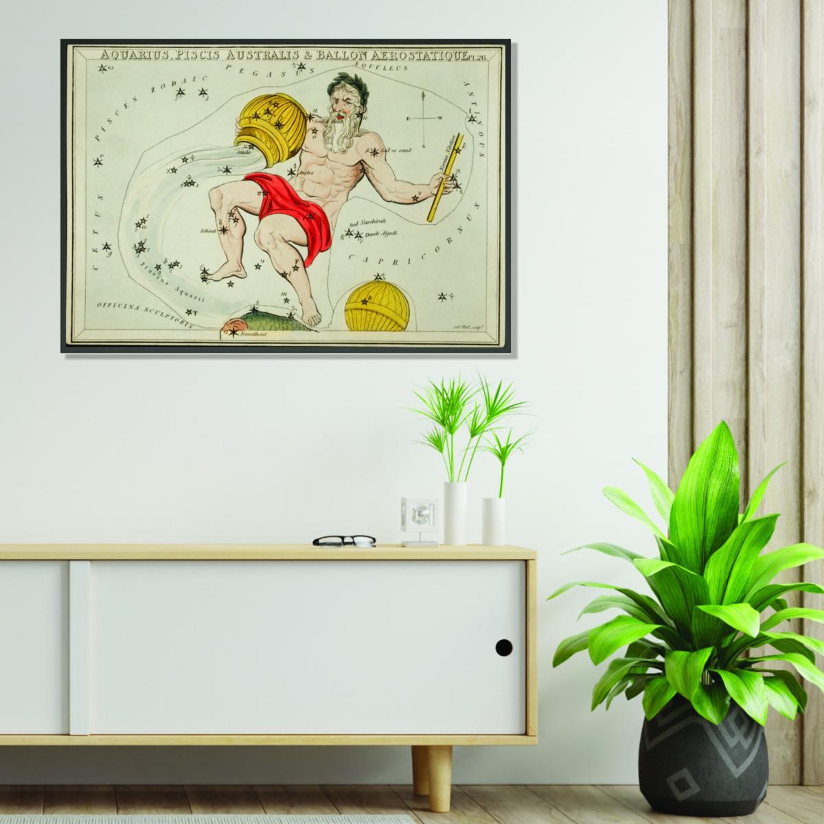 Yellow / Orange Astronomical Chart Illustration Of The Zodiacs Aquaris Piscis Australis Extra Large Stanley Print House – image 3