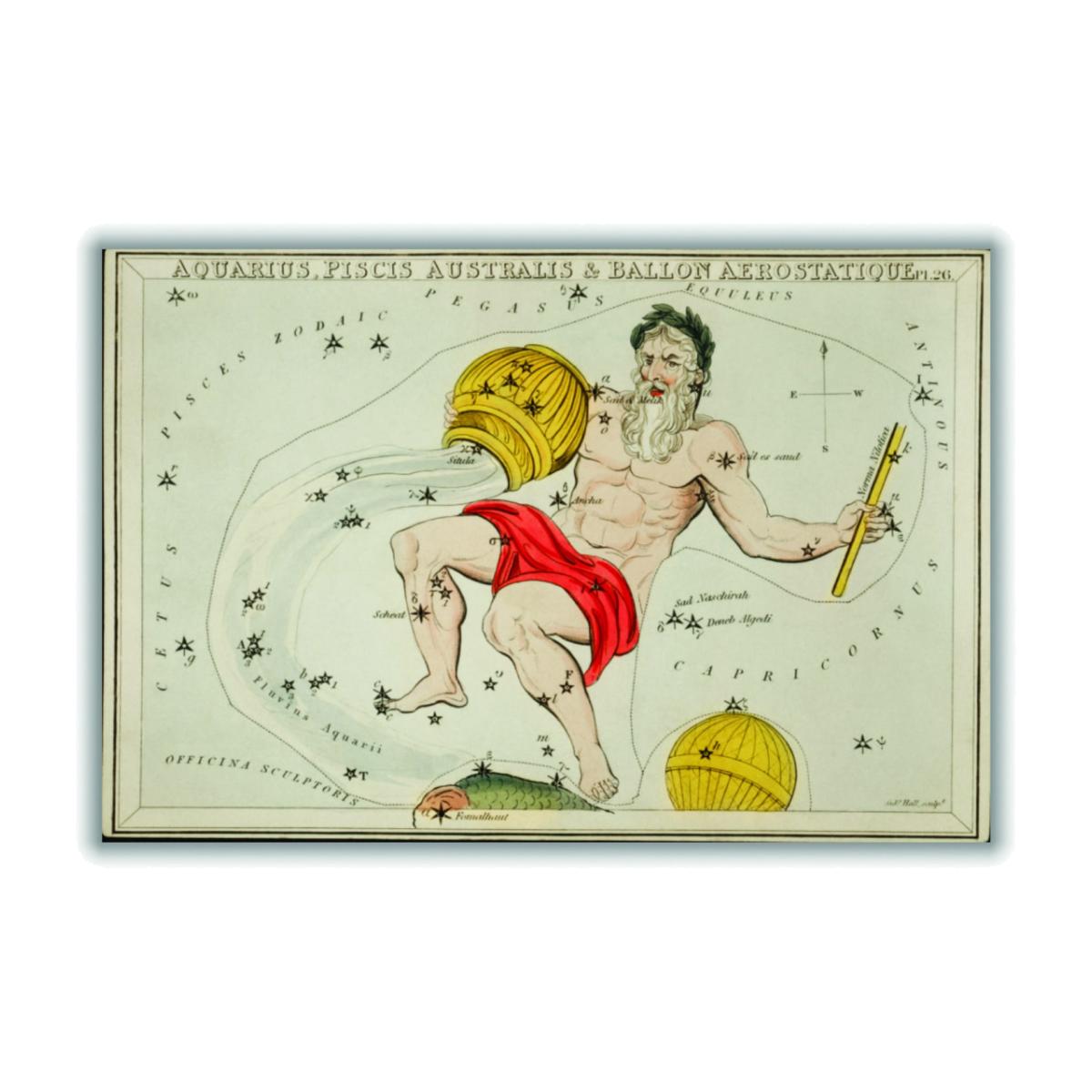 Yellow / Orange Astronomical Chart Illustration Of The Zodiacs Aquaris Piscis Australis Extra Large Stanley Print House – image 1