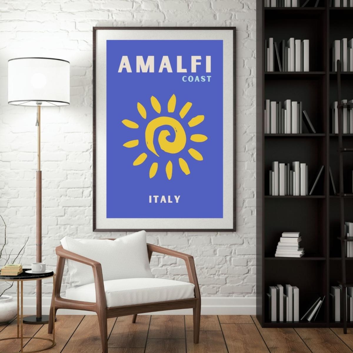 Blue Amalfi Coast Sunshine Poster | Artchi – image 3