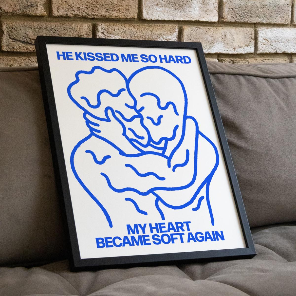 Blue Hard Kissing - Giclee Fine Art Print - Small | 12 X 16" | East Side Studio London – image 5