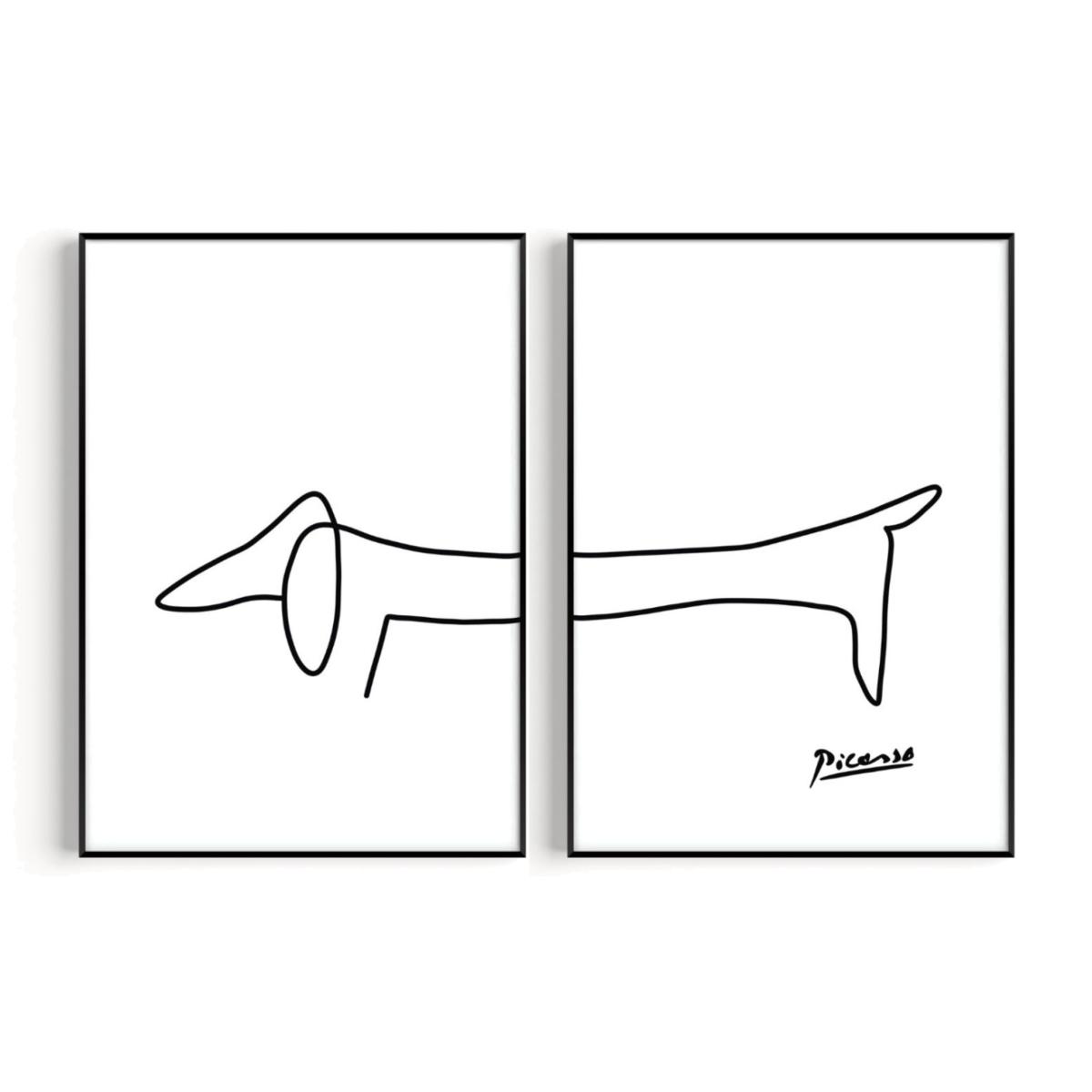 Black / White Sausage Dog Set Of 2 Art Prints - A2 Natalie Cass Art – image 1