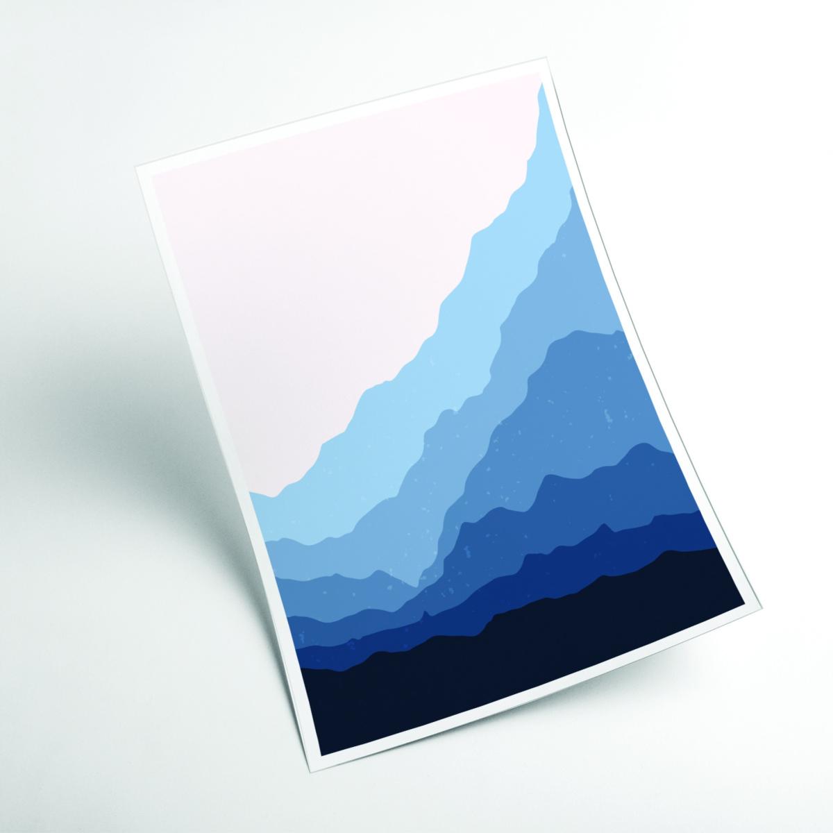 Blue Japanese Mountains A4 210 X 297Mm Stanley Print House – image 2