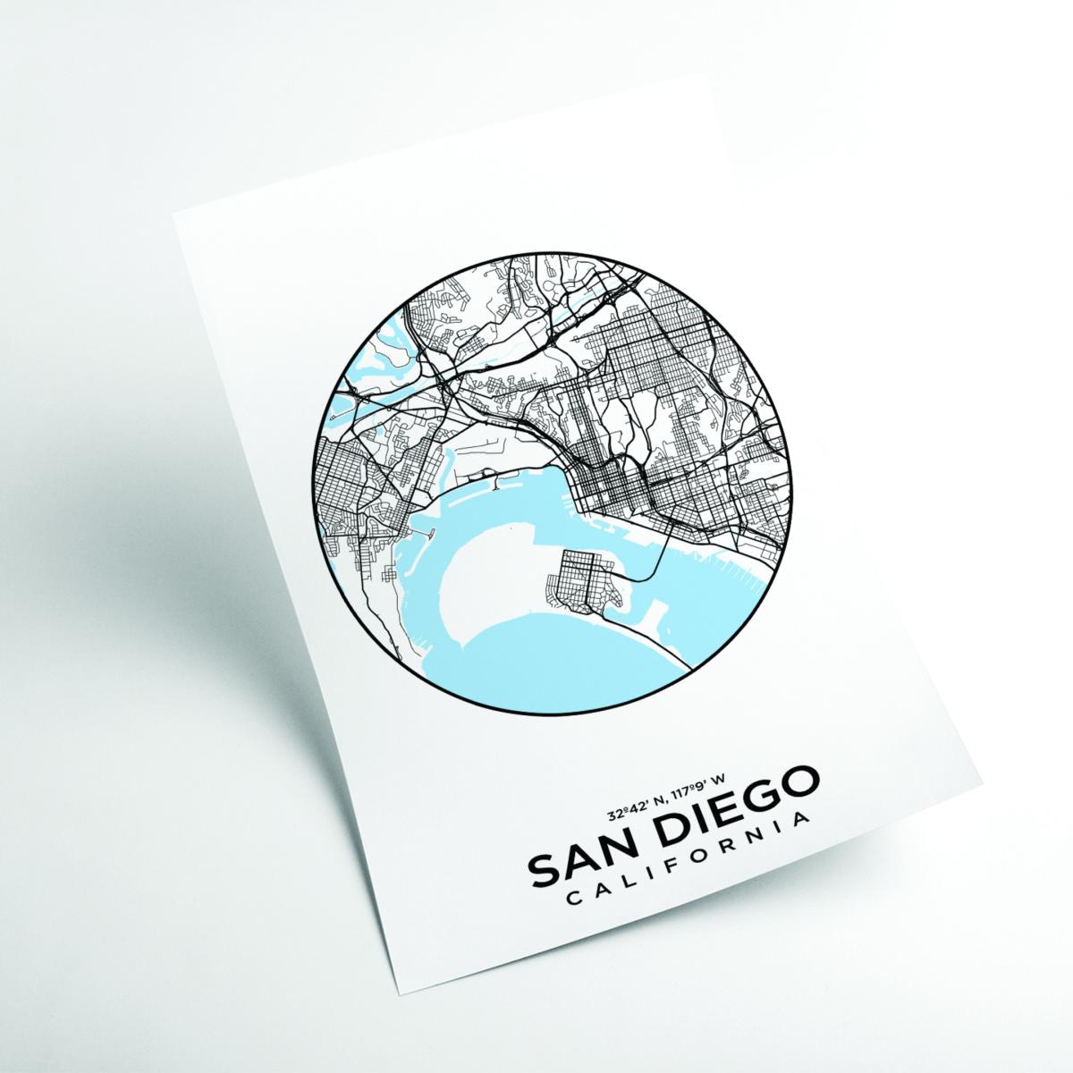 Blue Map Of San Diego A1 594 X 841Mm Stanley Print House – image 2