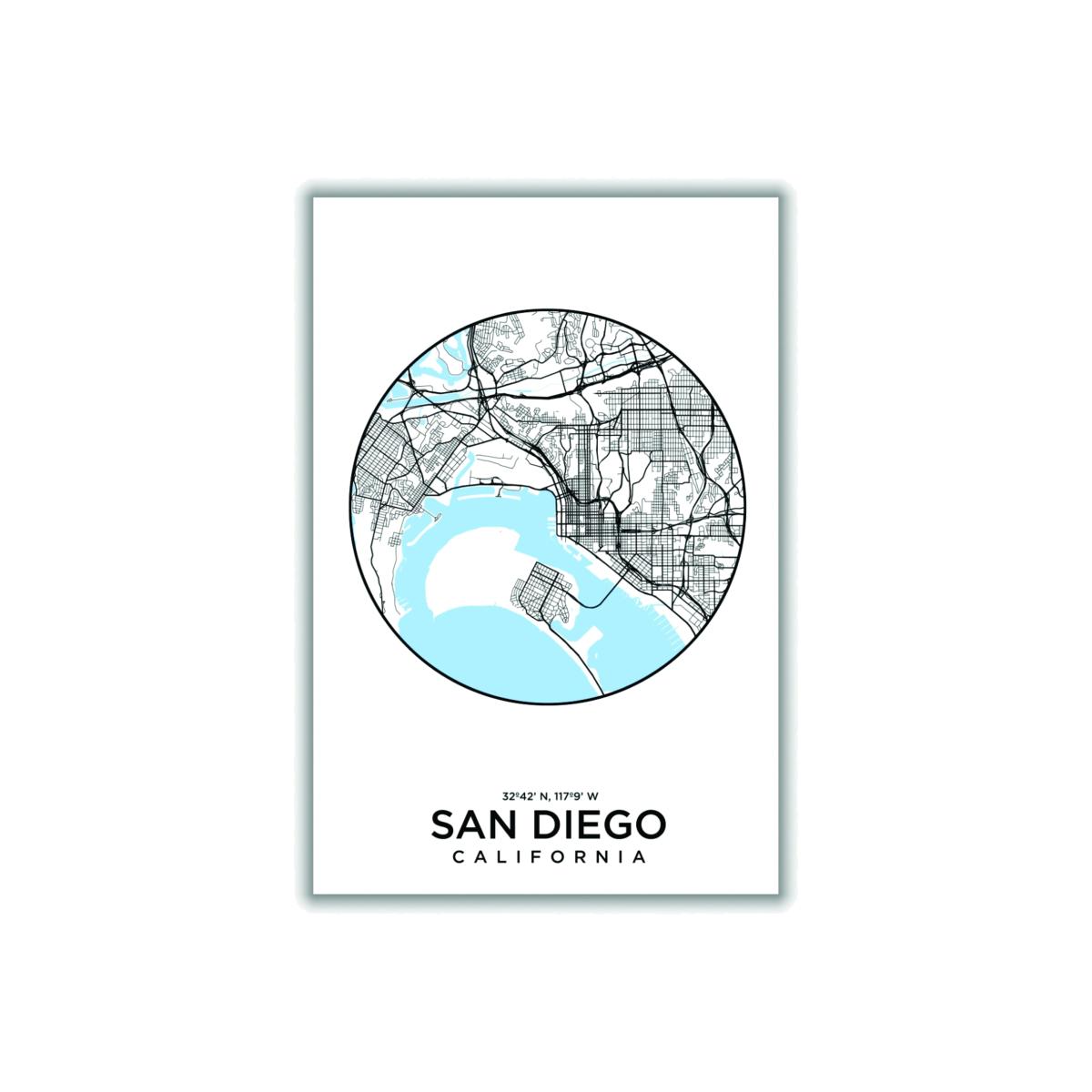 Blue Map Of San Diego A1 594 X 841Mm Stanley Print House – image 1
