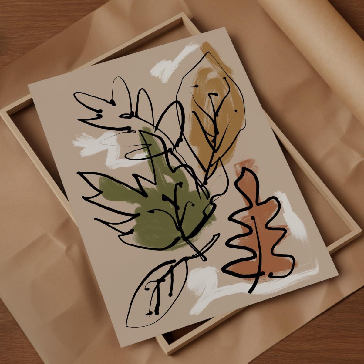 Neutrals Leaves Art Print - A3 Natalie Cass Art – image 2