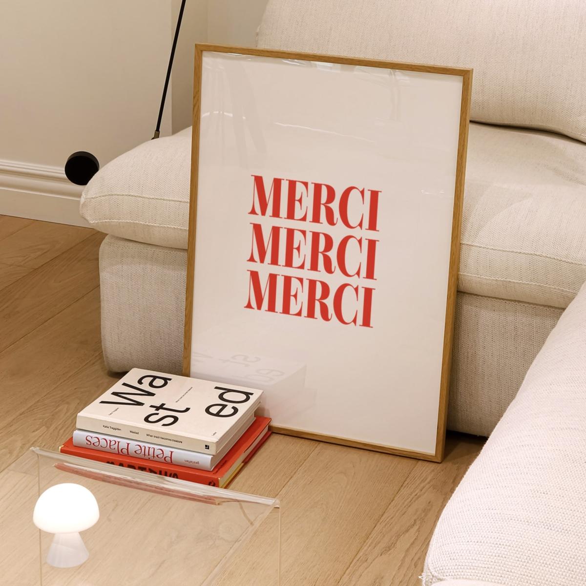 Blue / Red Bonjour And Merci French Giclée Art Print Set In A3 A3 297 X 420Mm Fanclub – image 3